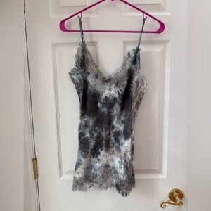 Gold Hawk Grey Tie-Dye Silk/Lace cami Size Small NWT